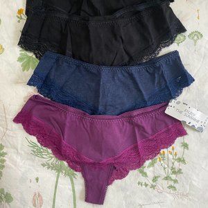 NWT Tanga Panties with Lace Trim (3-pack)